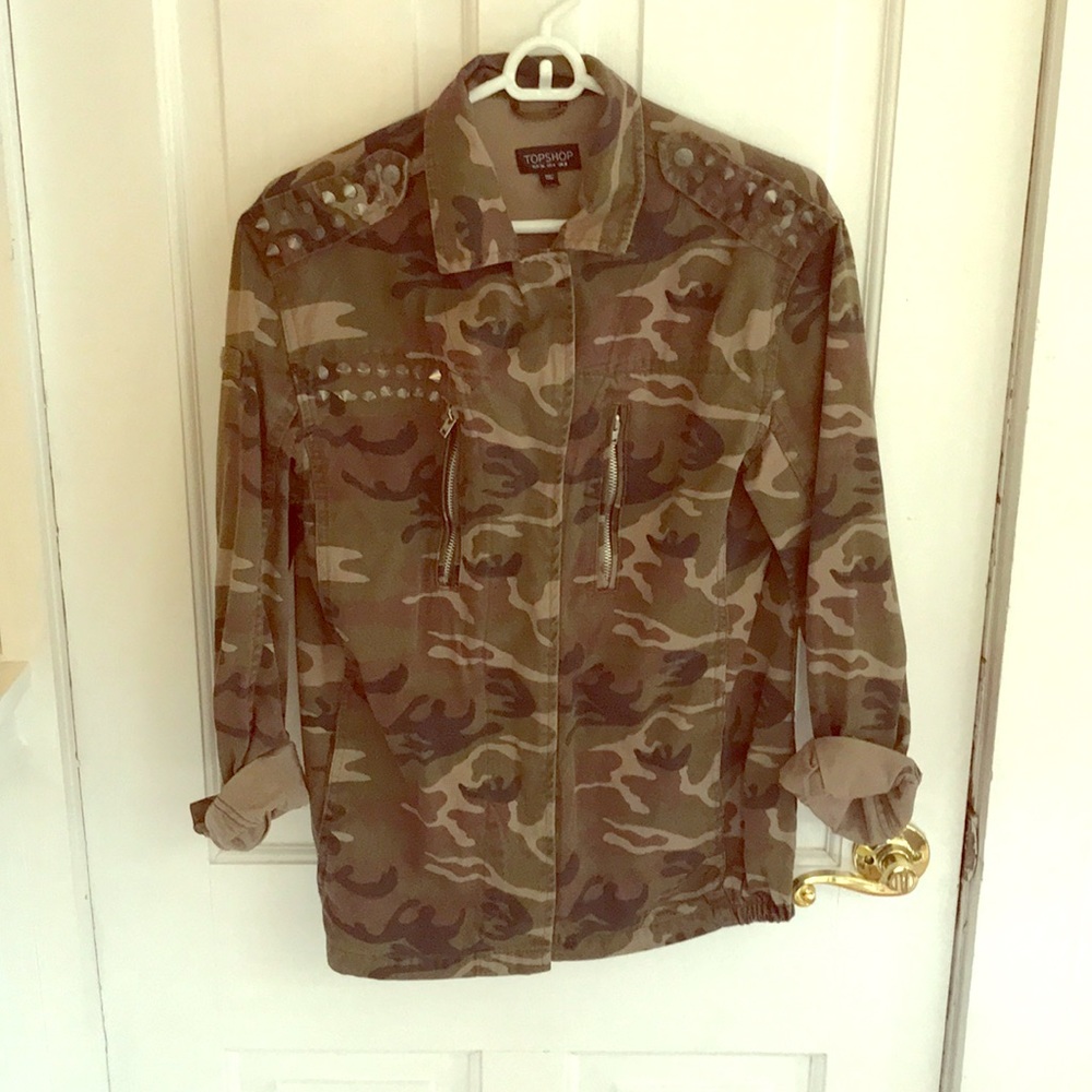 Camo Snapfront Jacket with Studs